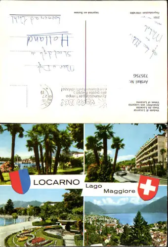 735756 Mehrbild AK Locarno Lago Maggiore Veduta di Locarno Ansichten Brunnen Palmen