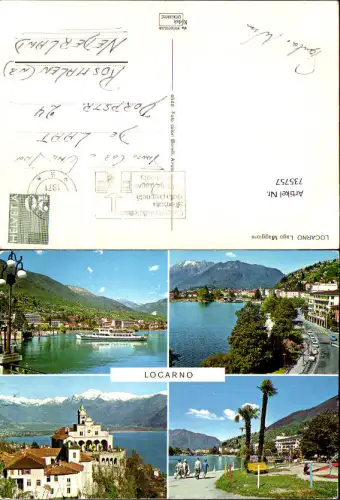 735757 Mehrbild AK Locarno Lago Maggiore Veduta di Locarno Ansichten Schiff Kirche Spielplatz
