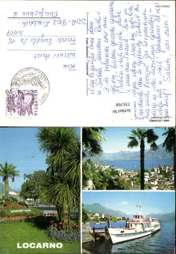 735768 Mehrbild AK Locarno Lago Maggiore Palmen Schiff