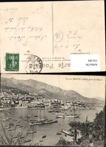 735784 Monaco Vue sur Monte-Carlo prise de Monaco Hafen Schiffe Segelschiffe Boote