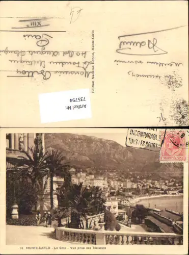 735794 Monaco Monte-Carlo La Gare Vue prise des Terrasses Palmen Bahnhof