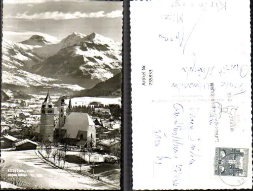735833 Foto AK Kitzbühel geg. Süden im Winter Kirche