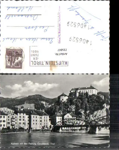735847 Foto AK Kufstein mit der Festung Geroldseck Brücke