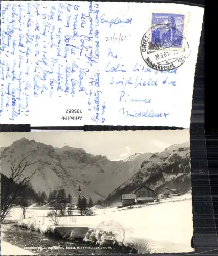735882 Foto AK Obernberg am Brenner mit Tribulaun Winteransicht mit Kirche