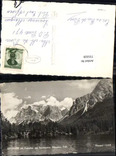 735928 Foto AK Weissensee mit Zugspitze u. Sonnenspitze Ausserfern Reutte