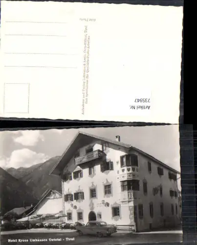 735947 Foto AK Hotel Krone Umhausen Tirol Auto Oldtimer