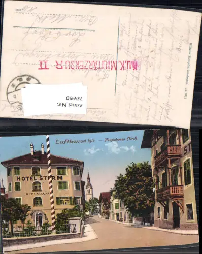 735950 Innsbruck Igls Hauptstraße Hotel Stern Feldpost Kuk Militärzensur II
