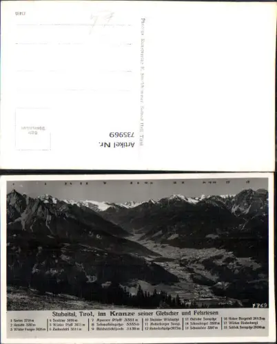 735969 Foto AK Stubaital Neustift im Stubaital Gipfelkarte Serles Habich Aperer Pfiff Hoher Burgstall