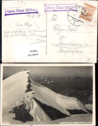 736016 Foto AK Wildspitze Nordgipfel Vent Sölden Stempel Vent Ötztal