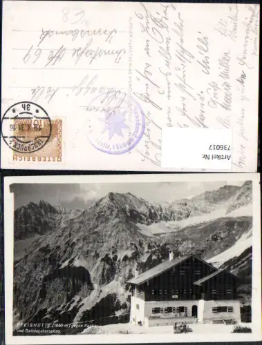 736017 Foto AK Pfeishütte geg. Kaskar u. Sonntagskarspitze Innsbruck
