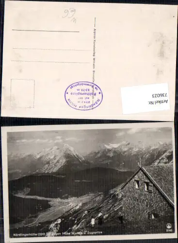 736023 Nördlingerhütte geg. Hohe Munde u. Zugspitze Nördlinger Hütte Reith b. Seefeld in Tirol