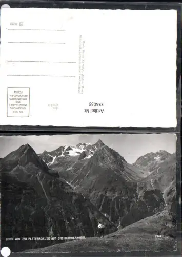 736039 Foto AK Blick von der Plattengrube auf Breitlehnerkogel Wanderer Gschnitz