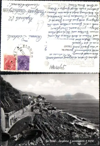 736147 Genua Genova Nervi La scogliera Felsenriff Strand Italy