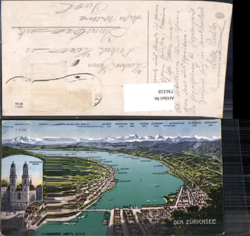 736318 Vogelschau Zürichsee Zürich Grossmünster Küssnacht Zollikon pub Photoglob 4128