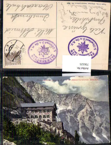 736325 Karwendelhaus b. Scharnitz Tirol Karwendel pub Purger e Co. 9628 Hüttenstempel Falkenhütte