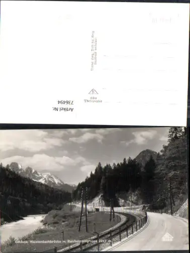 736494 Foto AK Gesäuse Weissenbachbrücke m. Reichensteingruppe b. Bad Aussee