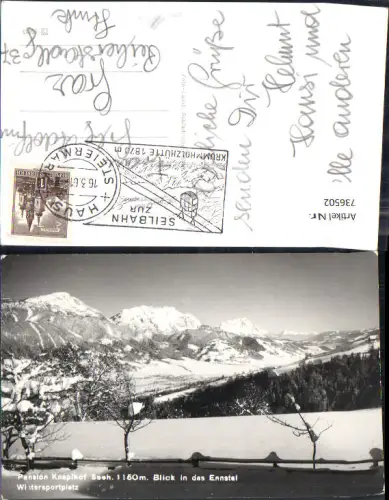 736502 Foto AK Pension Knaplhof Knapplhof Blick ins Ennstal im Winter Haus im Ennstal