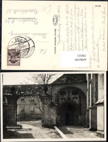 736511 Foto AK Bad Radkersburg Pfarrkirchenportal Kirche Eingang