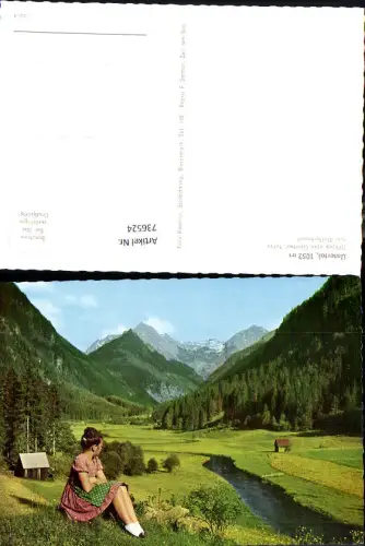 736524 Schladming Untertal Talblick v. Gasthof Tetter zum Klafferkessel Frau Tracht Dirndl