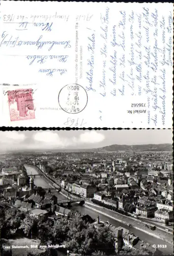 736562 Foto AK Graz Blick vom Schlossberg auf Stadt