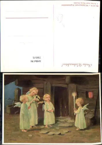736571 Künstler AK M. Schönermark Engelsständchen Engel Geige Kerze Religion
