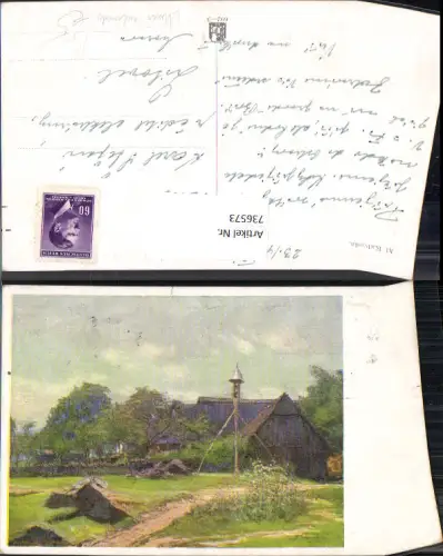 736573 Künstler AK Al. Kalvoda Glocke Häuser Dorf