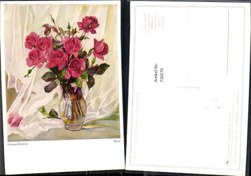 736576 Künstler AK Gertrud Heinrich Rosen Blumen in Vase