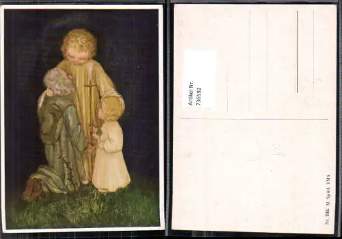 736592 Künstler AK M. Spötl Imst VMS Jesuskind mit Alten Mann u. Kind Religion