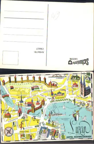 736627 Reklame Landkarten AK Luzern Hotel Schweizerhof