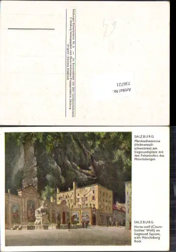 736721 Künstler AK Schwetz Salzburg Pferdeschwemme Hofmarstallschwemme Mönchsberg