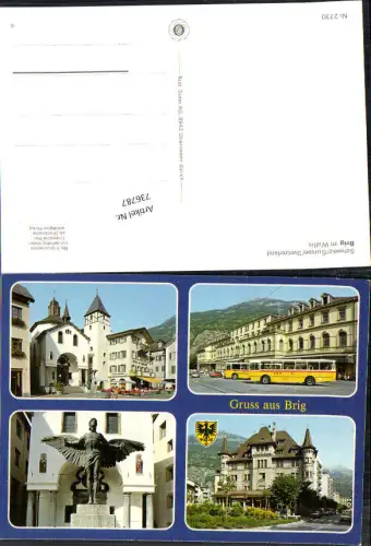 736787 Gruss aus Brig im Wallis Bus Postbus Reisebus