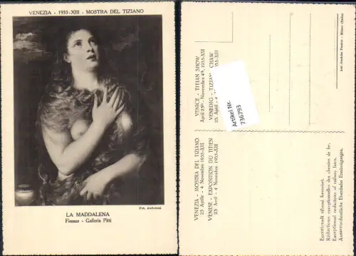 736793 Venezia Mostra del Tiziano 1935 La Maddalena Firenze Galleria Pitti Akt Erotik