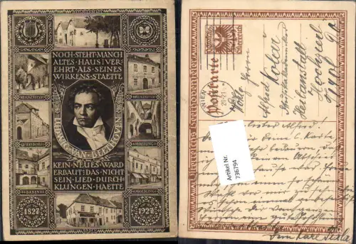 736794 Wien Döbling Beethoven Haus Nussdorf Heiligenstadt Mödling Baden 1827-1927 gel Zirl Hochzirl