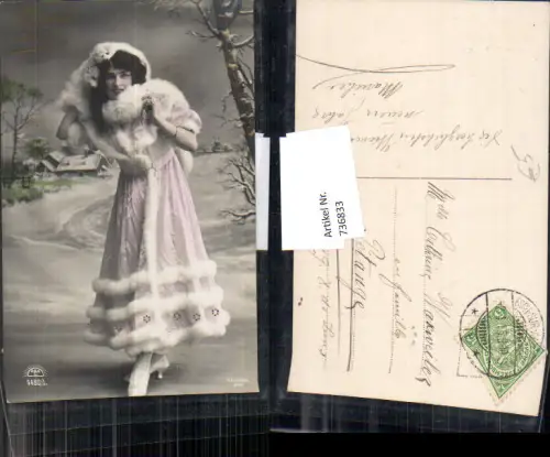 736833 tolle Foto-AK Frau Kleid Mode Hut Pelzmode Pelz Stp. Esch n. Petange Luxemburg