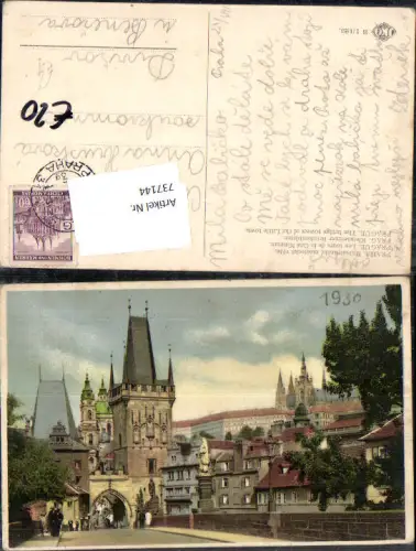 737144 Prag Praha Kleinseitner Brückentürme gel Divisov u Benesova Beneschau