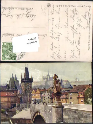 737145 tolle Künstker AK Jaroslav Setelik Prag Praha Brückentürme gel Zeitz