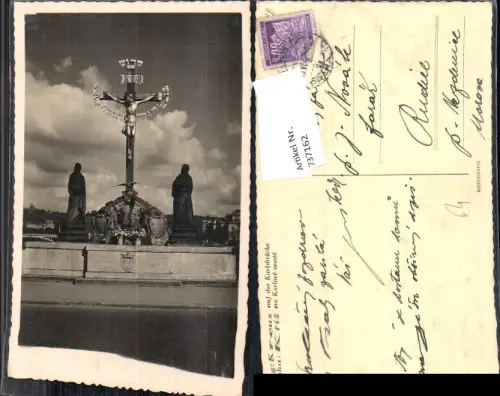 737162 Prag Praha Karlsbrücke Kreuz gel Rudice p. Nezdenice Zlin Zlinsky Uherske Hradiste