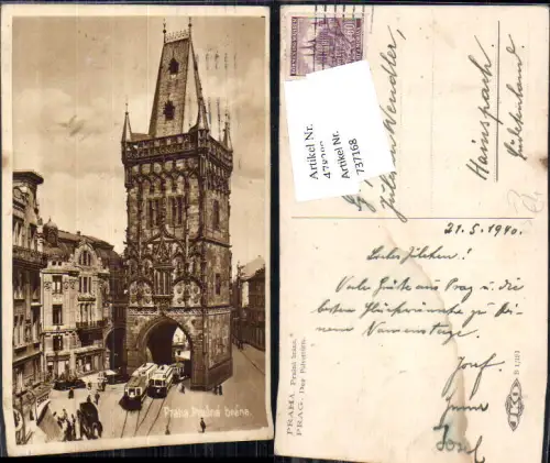 737168 Prag Praha Pulverturm gel Hainspach Sudeten Lipova a Sluknova