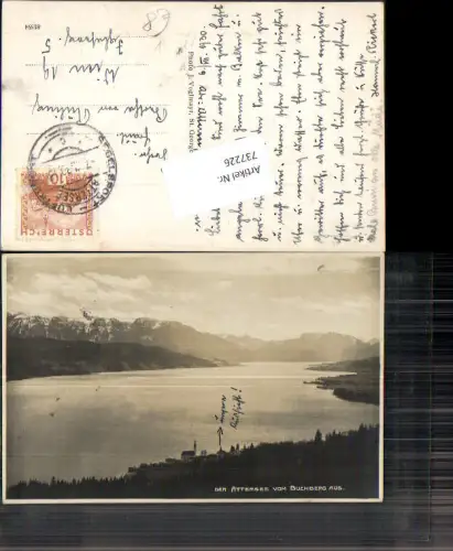 737226 seltene Fotokarte Attersee vom Buchberg aus pub Voglmayr J.