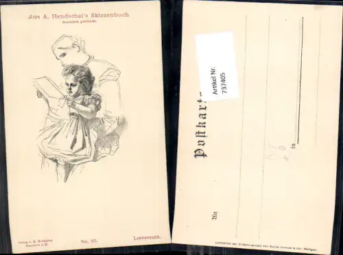 737405 Künstler AK Anton Hendschel`s Skizzenbuch 33 Lesen Leseversuch liest