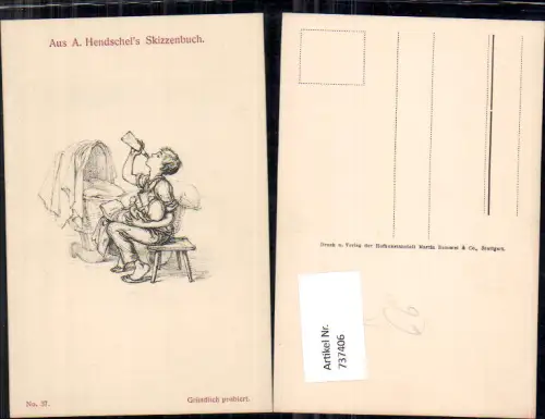 737406 Künstler AK Anton Hendschel`s Skizzenbuch 37 Baby Kind trinkt