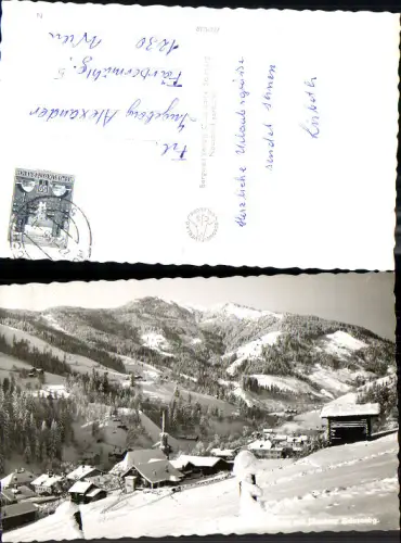 737736 Foto AK Mühlbach a. Hochkönig mit Dientner Schneeberge im Winter