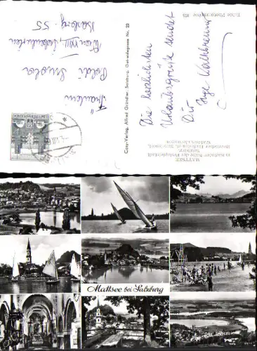 737748 Mehrbild AK Mattsee b. Salzburg Segelboote Segeln Kirche Inneres