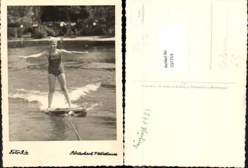 737753 Foto AK Pörtschach Wörthersee Mädchen Wasserski Wassersport Bademode