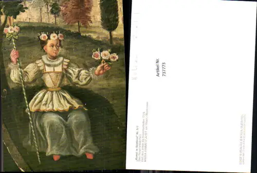 737773 Künstler AK Ritten Oberbozen Maria Himmelfahrt Rosenmädchen Detail aus Schützenscheibe Südtirol