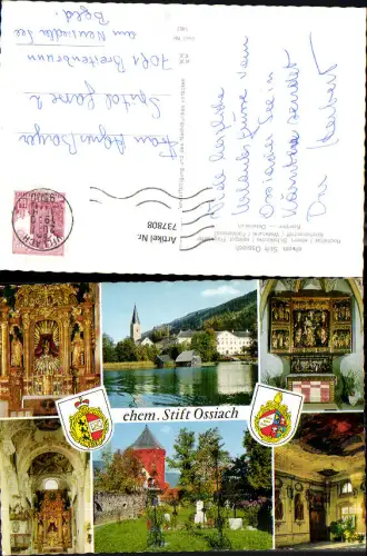 737808 Mehrbild AK Ehem. Stift Ossiach Hochaltar Stiftskirche Wehrturm