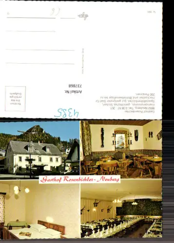 737868 Mehrbild AK Neuberg Gasthof Rosenbichler Zimmer Speisesaal