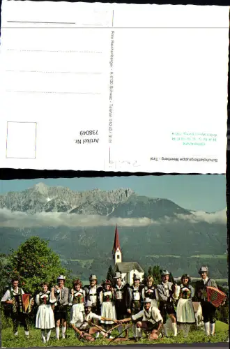 738049 Schuhplattlergruppe Weerberg in Tirol Hans Egger Tracht Musik Gruppenbild vor Kirche