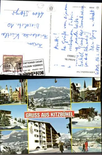 738063 Mehrbild AK Kitzbühel im Winter Seilbahn Gondel Straßenpartie Hotel Maria Theresia