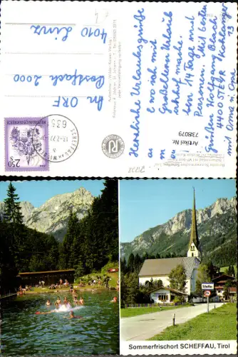 738079 Mehrbild AK Scheffau am Wilden Kaiser Tirol Schwimmbad Kirche mit Wildem Kaiser